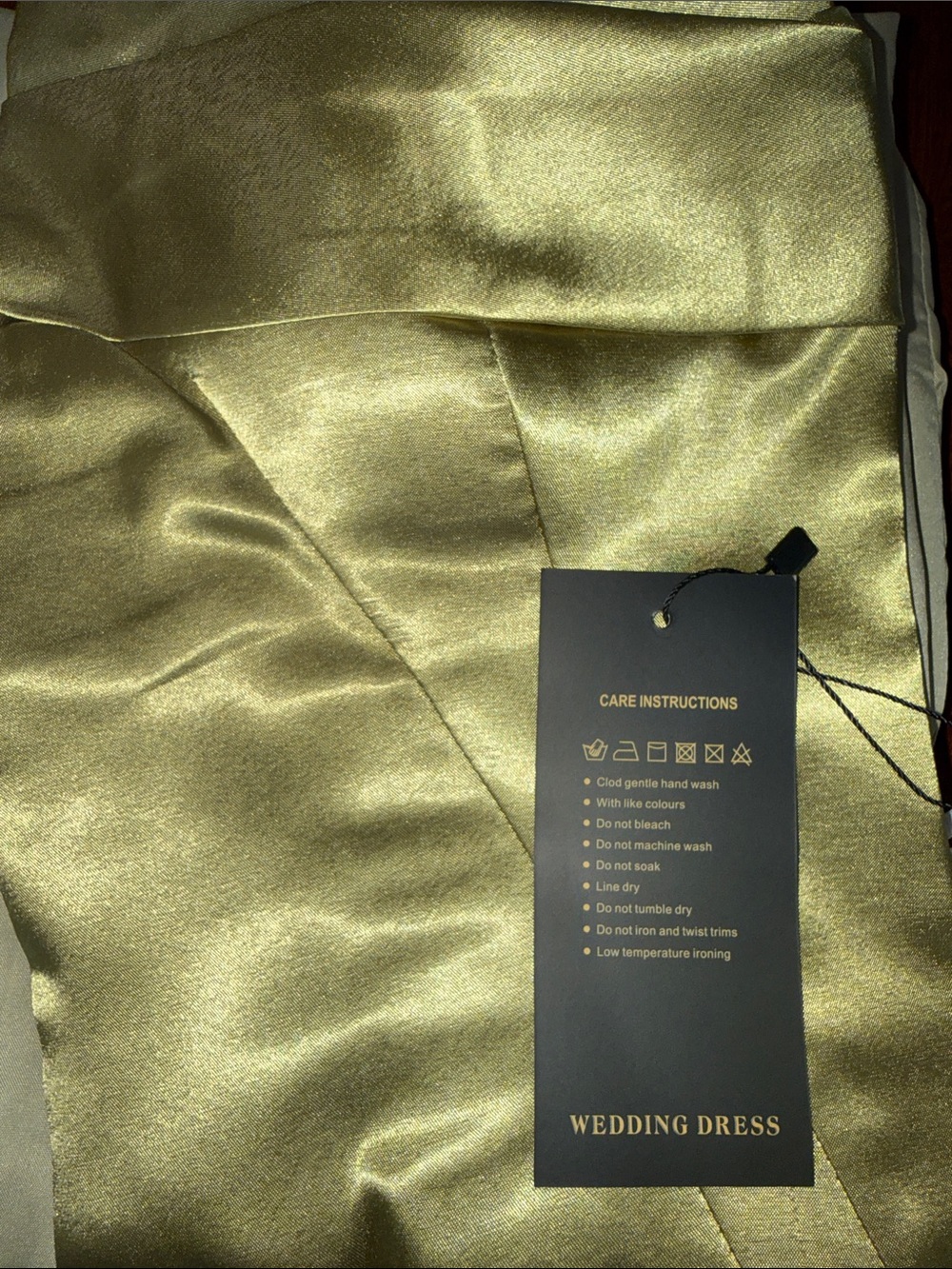 Olive Green Draped Satin Evening Gown - Picture 6 of 6